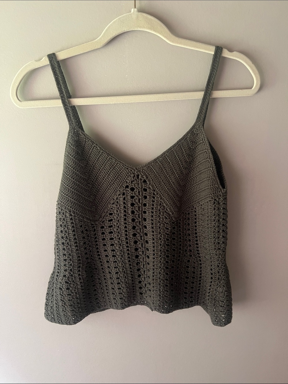 American Eagle Outfitters Green Crochet-Style Knit Camisole